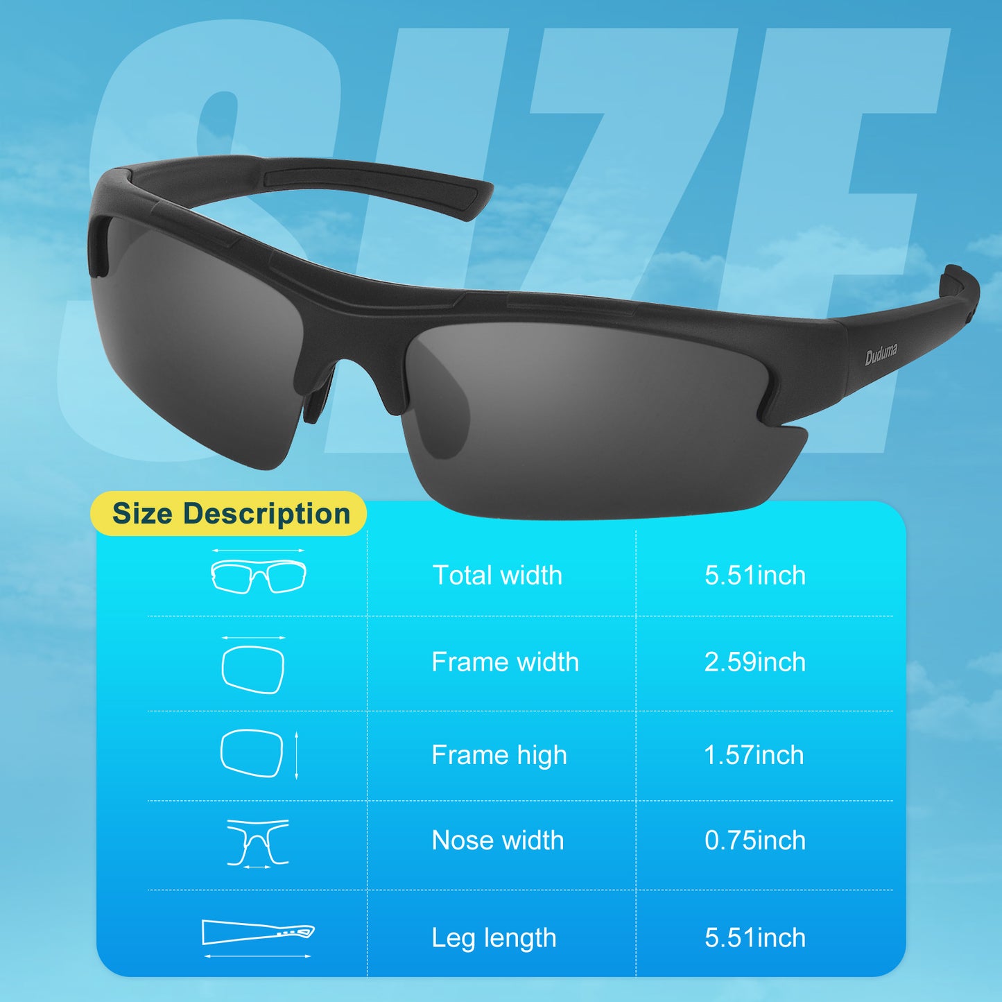 Duduma Polarized Sports Sunglasses for Men Fishing Cycling Running Golf Driving Sun glasses Glasses Tr62 Superlight Frame